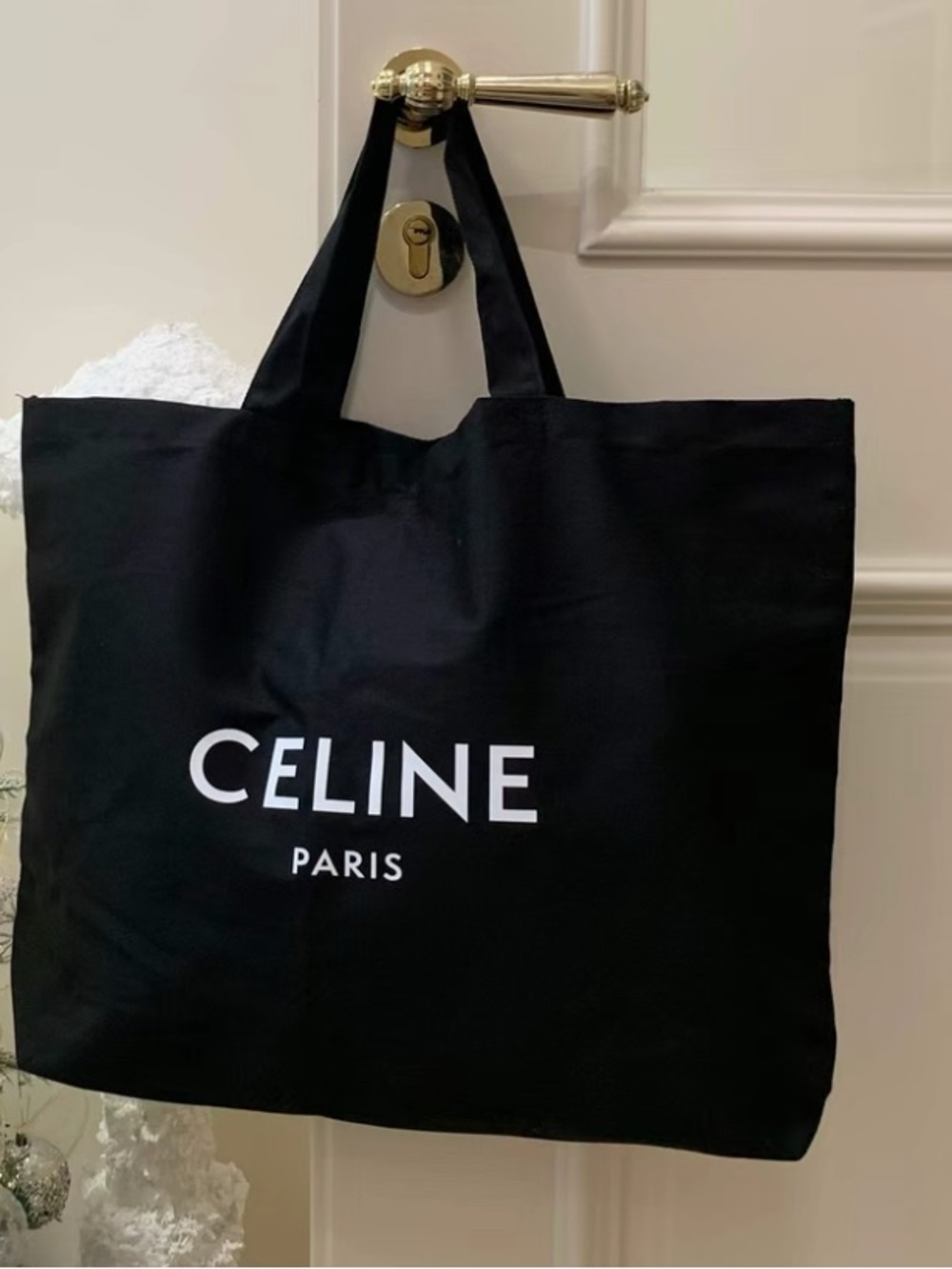 Celine gift canvas black tote